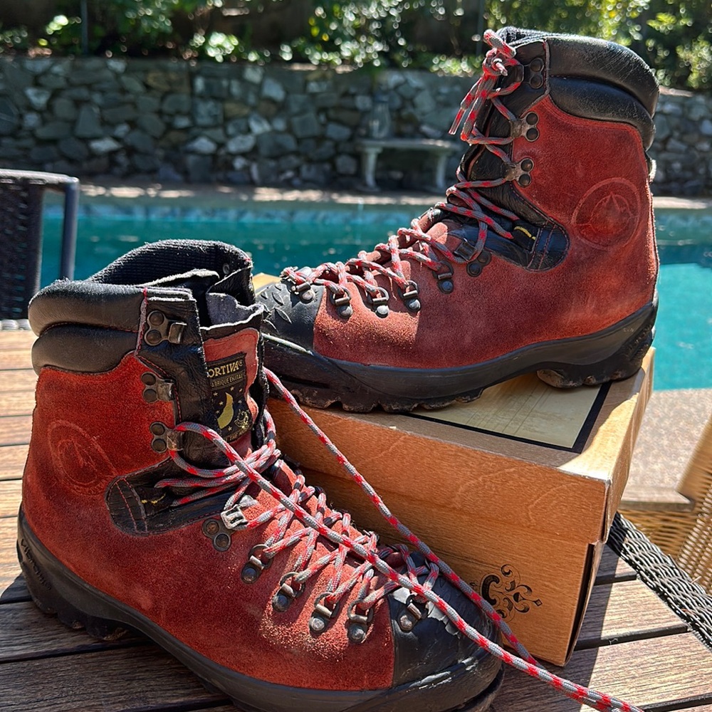 La Sportiva Jeff Lowe Red Suede Leather Mountaineering Boots